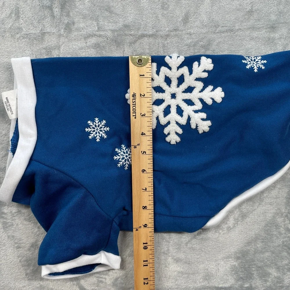 Blue Snowflake Dog Sweatshirt Pet Winter Warm Apparel Size M
